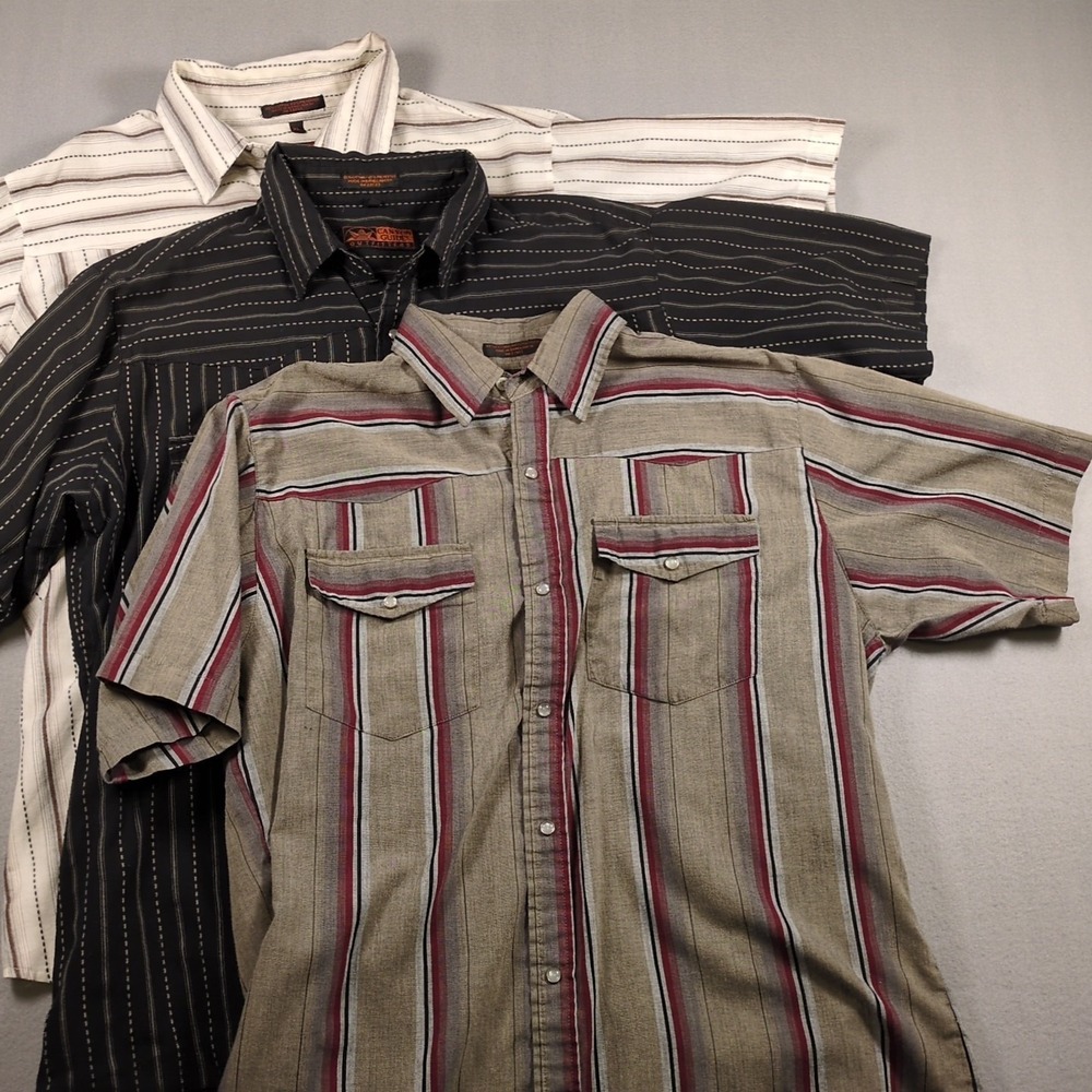 Lot Of 3 Canyon Guide Outfitters SZ XL Short Sleeve Pearl Snap Western Shirts